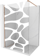 Mexen Kioto Duschwand Walk-in 140 x 200 cm, weiße Welle 8 mm, gebürstetes Kupfer - 800-140-101-65-97