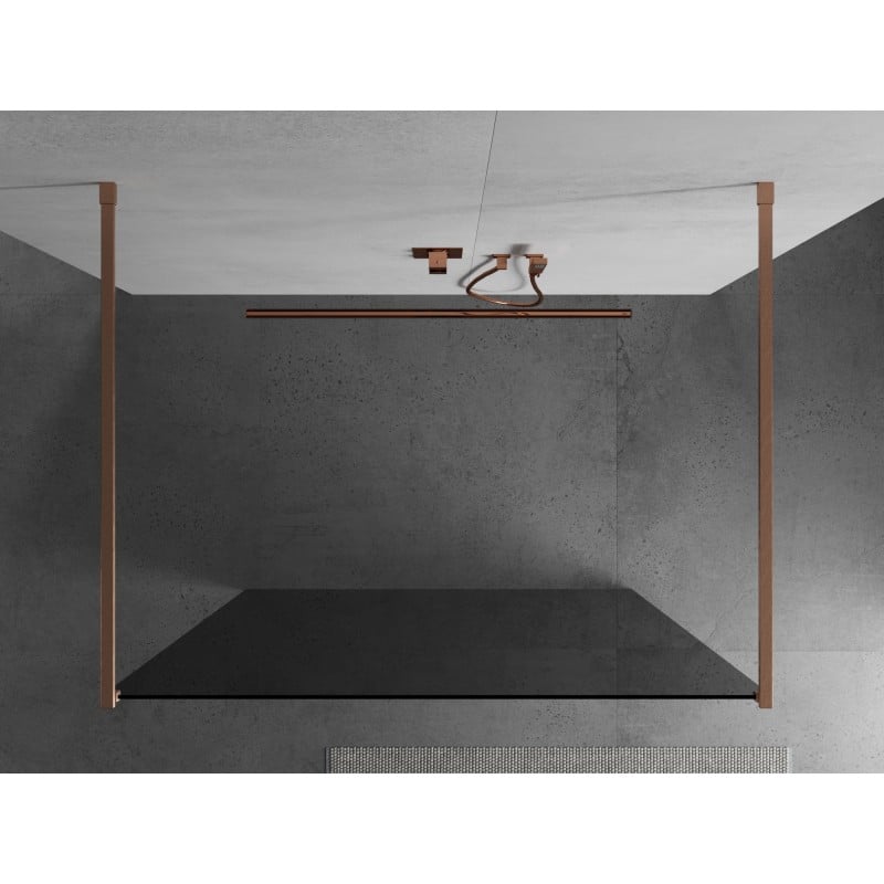 Mexen Kioto freistehende Duschwand 100 x 200 cm, graphit 8 mm, gebürstetes Kupfer - 800-100-002-65-40