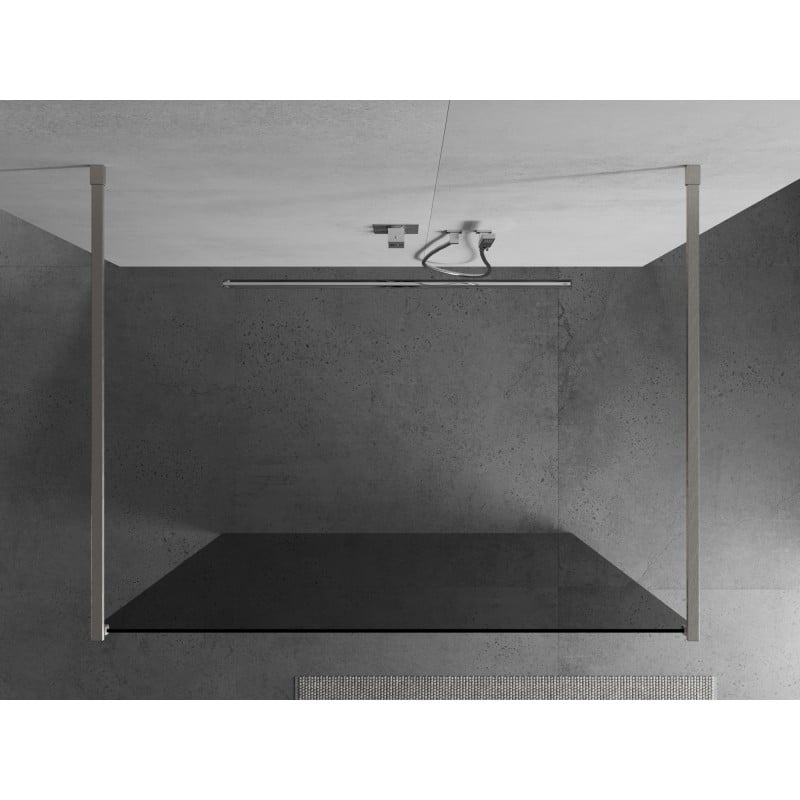 Mexen Kioto freistehende Duschwand 100 x 200 cm, Graphit 8 mm, gebürsteter Nickel - 800-100-002-97-40
