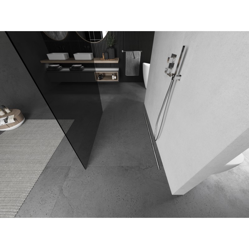 Mexen Kioto freistehende Duschwand 120 x 200 cm, graphit 8 mm, gebürsteter Nickel - 800-120-002-97-40