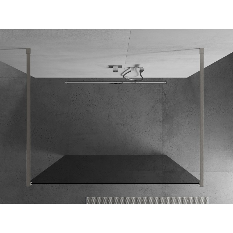 Mexen Kioto freistehende Duschwand 130 x 200 cm, Graphit 8 mm, gebürsteter Nickel - 800-130-002-97-40
