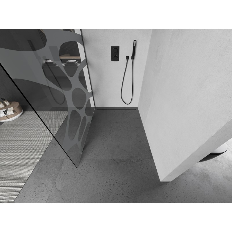 Mexen Kioto Duschwand Walk-in 130 x 200 cm, weiße Welle 8 mm, gebürstet gun gray - 800-130-101-66-97