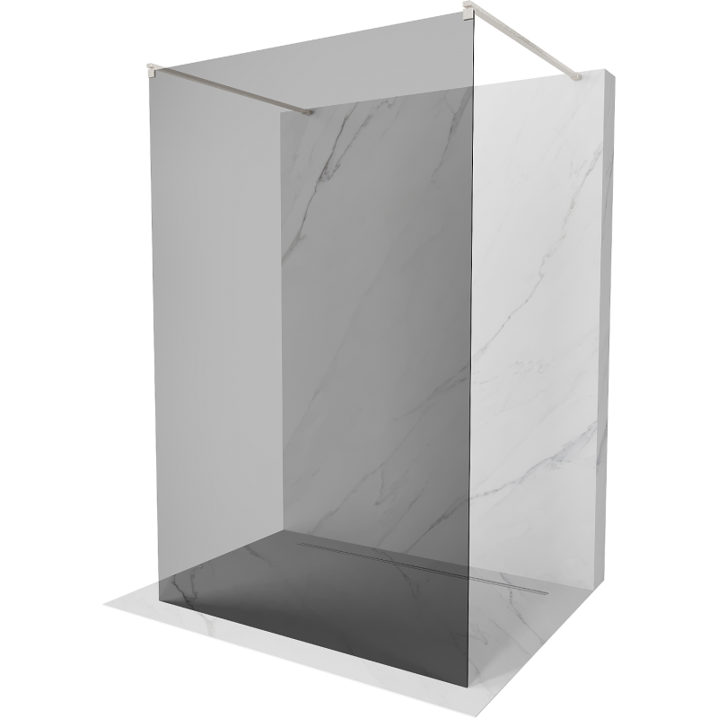Mexen Kioto freistehende Duschwand 140 x 200 cm, Graphit 8 mm, gebürsteter Nickel - 800-140-002-97-40