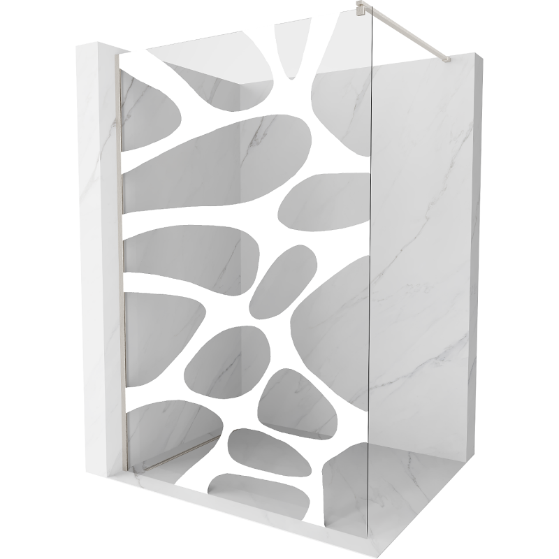Mexen Kioto Duschwand Walk-in 100 x 200 cm, weiße Welle 8 mm, gebürsteter Nickel - 800-100-101-97-97