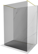 Mexen Kioto freistehende Duschwand 140 x 200 cm, grafit 8 mm, gebürstetes Gold - 800-140-002-55-40