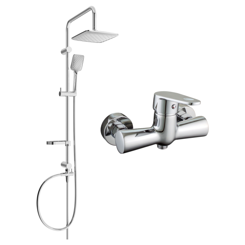 Mexen Kama Sven Aufputz-Duschset mit Regenbrause und Duscharmatur, Chrom - 72540262-00