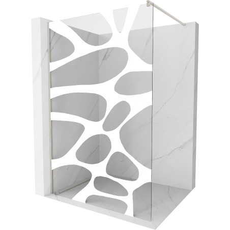 Mexen Kioto Duschwand Walk-in 120 x 200 cm, weiße Welle 8 mm, gebürstetes Nickel - 800-120-101-97-97