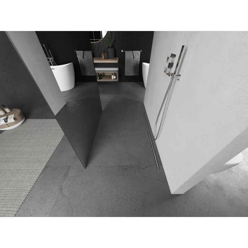 Mexen Kioto freistehende Duschwand 100 x 200 cm, Spiegel 8 mm, gebürsteter Nickel - 800-100-002-97-50