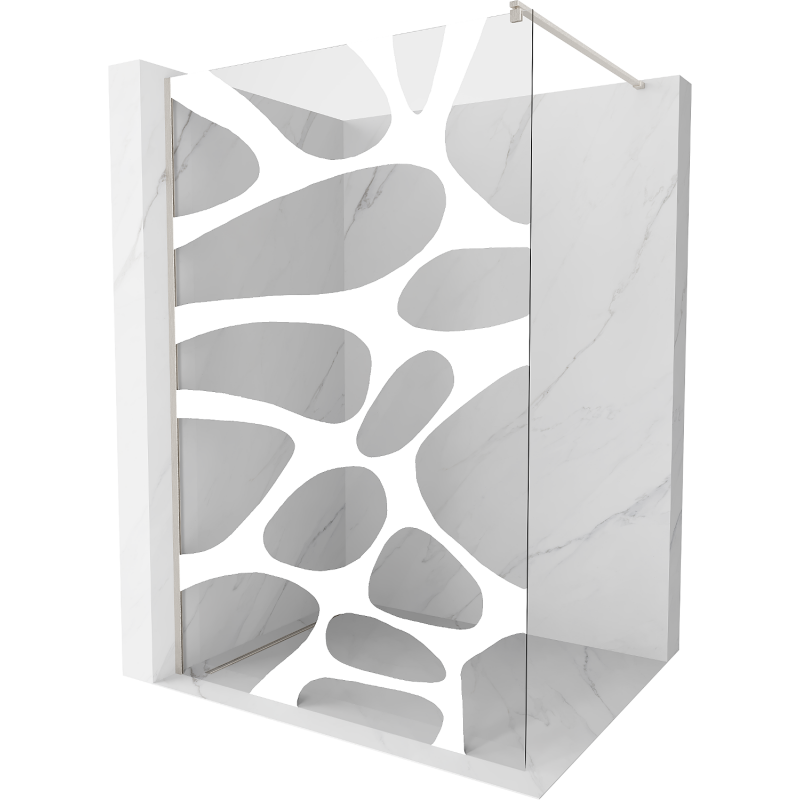 Mexen Kioto Duschwand Walk-in 140 x 200 cm, weiße Welle 8 mm, gebürsteter Nickel - 800-140-101-97-97