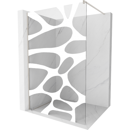 Mexen Kioto Duschwand Walk-in 140 x 200 cm, weiße Welle 8 mm, gebürsteter Nickel - 800-140-101-97-97