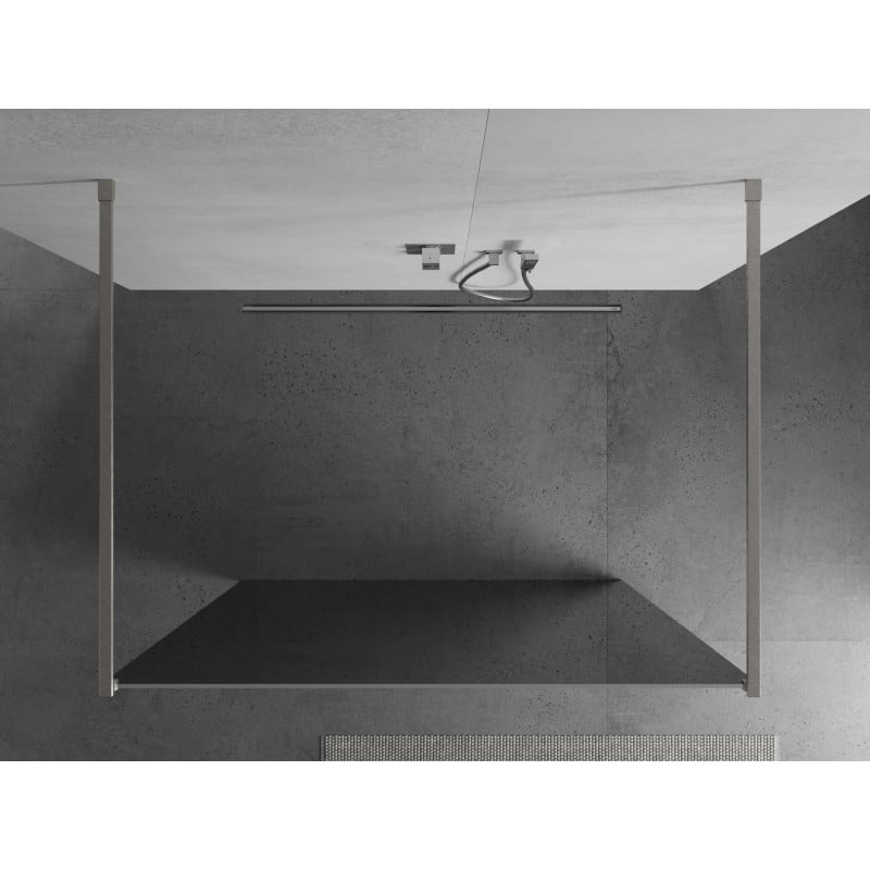 Mexen Kioto freistehende Duschwand 130 x 200 cm, Spiegel 8 mm, gebürsteter Nickel - 800-130-002-97-50
