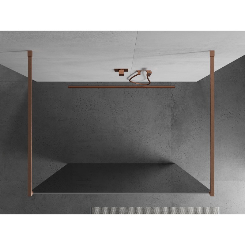 Mexen Kioto freistehende Duschwand 110 x 200 cm, Spiegel 8 mm, gebürstetes Kupfer - 800-110-002-65-50