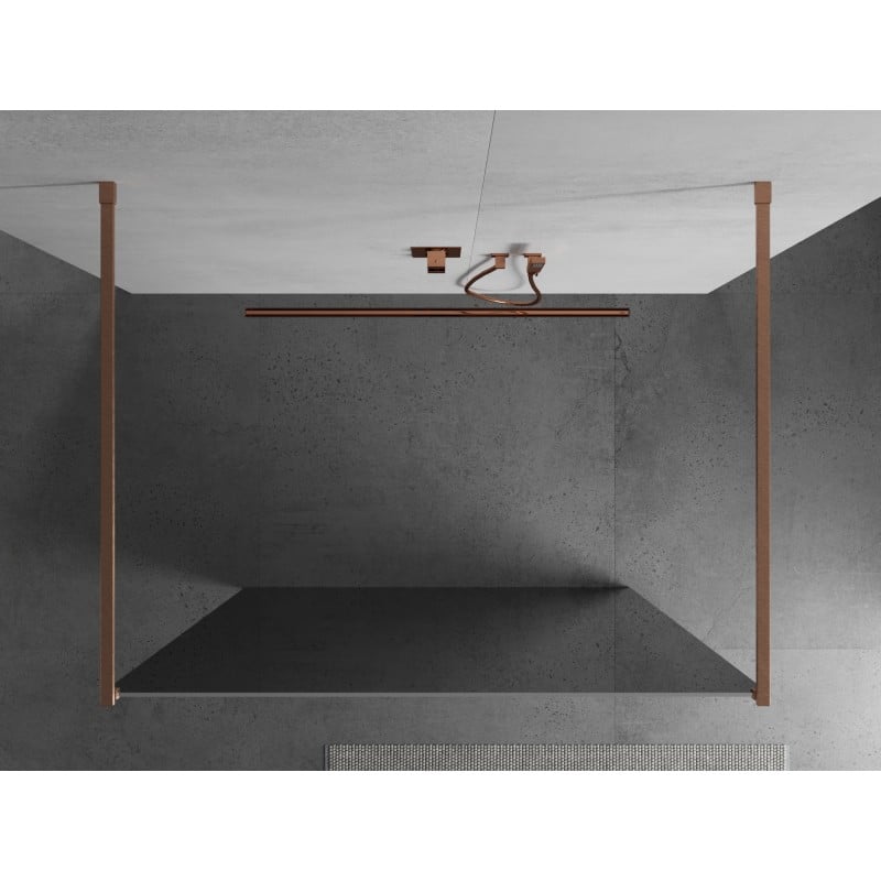 Mexen Kioto freistehende Duschwand 140 x 200 cm, Spiegel 8 mm, gebürstetes Kupfer - 800-140-002-65-50
