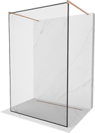 Mexen Kioto freistehende Duschwand 100 x 200 cm, schwarzer Rahmen 8 mm, gebürstetes Kupfer - 800-100-002-65-70