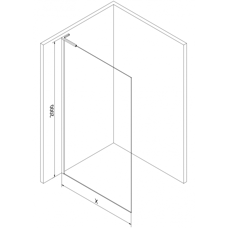 Mexen Kioto L Duschwand Walk-in 60 x 200 cm, transparent, chrom - 800-060-103-01-00