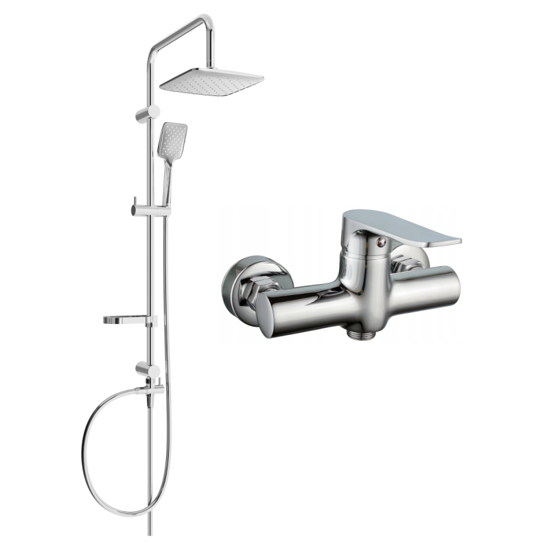 Mexen Pecos Sven Duschset zur Aufputzmontage mit Regendusche und Duscharmatur, Chrom - 72740262-00