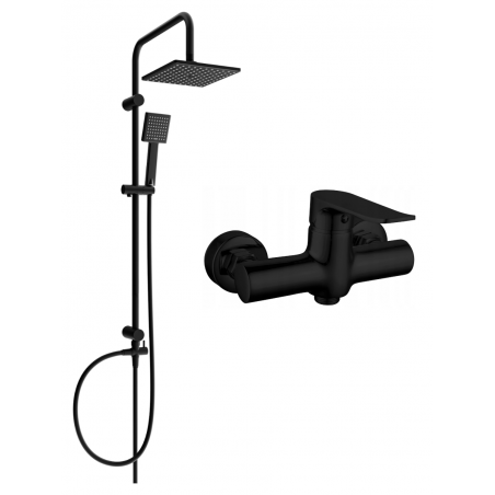 Mexen Pecos Tord Aufputz-Duschset mit Regenbrause und Duscharmatur, schwarz - 72740200-70