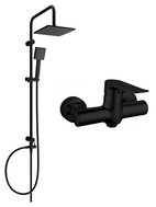 Mexen Pecos Tord Aufputz-Duschset mit Regenbrause und Duscharmatur, schwarz - 72740200-70