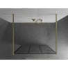 Mexen Kioto Freistehende Duschwand 110 x 200 cm, schwarzes Gitter 8 mm, gebürstet Gold - 800-110-002-55-77