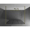 Mexen Kioto Freistehende Duschwand 120 x 200 cm, schwarzes Gitter 8 mm, gebürstetes Gold - 800-120-002-55-77