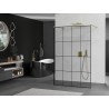 Mexen Kioto Freistehende Duschwand 160 x 200 cm, schwarze Gitter 8 mm, gebürstetes Gold - 800-160-002-55-77