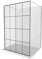 Mexen Kioto freistehende Duschwand 160 x 200 cm, schwarzes Gitter 8 mm, gebürsteter Nickel - 800-160-002-97-77