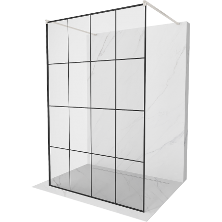 Mexen Kioto Freistehende Duschwand 150 x 200 cm, schwarzes Gitter 8 mm, gebürsteter Nickel - 800-150-002-97-77