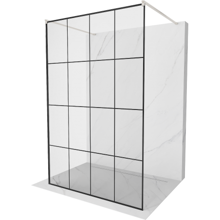 Mexen Kioto Freistehende Duschwand 140 x 200 cm, schwarzes Gitter 8 mm, gebürsteter Nickel - 800-140-002-97-77