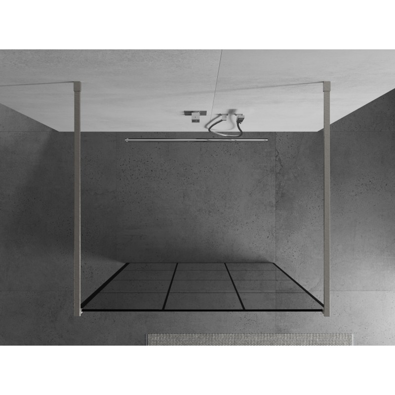 Mexen Kioto freistehende Duschwand 120 x 200 cm, schwarzes Gitter 8 mm, gebürstetes Nickel - 800-120-002-97-77