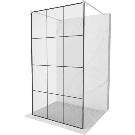 Mexen Kioto freistehende Duschwand 110 x 200 cm, schwarzes Gitter 8 mm, gebürsteter Nickel - 800-110-002-97-77