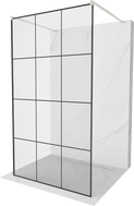 Mexen Kioto freistehende Duschwand 110 x 200 cm, schwarzes Gitter 8 mm, gebürsteter Nickel - 800-110-002-97-77