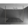 Mexen Kioto freistehende Duschwand 110 x 200 cm, schwarzes Gitter 8 mm, gebürsteter Nickel - 800-110-002-97-77