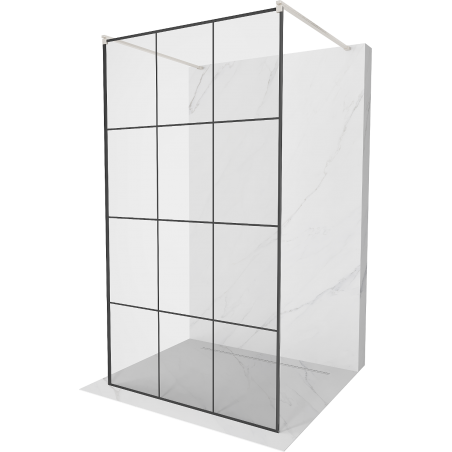 Mexen Kioto Freistehende Duschwand 100 x 200 cm, schwarzes Gitter 8 mm, gebürstetes Nickel - 800-100-002-97-77