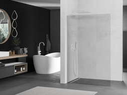 Mexen Kioto L Duschwand Walk-in 90 x 200 cm, transparent, weiß - 800-090-103-20-00