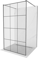 Mexen Kioto Freistehende Duschwand 110 x 200 cm, schwarzes Gitter 8 mm, gebürstetes Gun Gray - 800-110-002-66-77