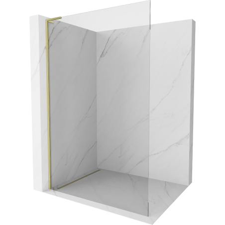 Mexen Kioto L Duschwand Walk-in 60 x 200 cm, transparent, gebürstetes Gold - 800-060-103-55-00