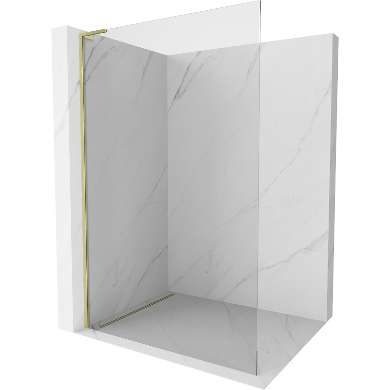 Mexen Kioto L Duschwand Walk-in 80 x 200 cm, transparent, gebürstetes Gold - 800-080-103-55-00