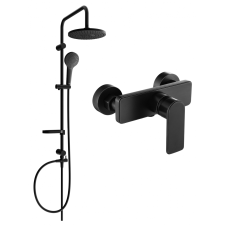Mexen Cetus Erik Aufputz-Duschset mit Regenbrause und Duscharmatur, schwarz - 744340205-70