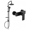 Mexen Cetus Carl Aufputz-Duschset mit Regenduschkopf und Duscharmatur, schwarz - 744340240-70