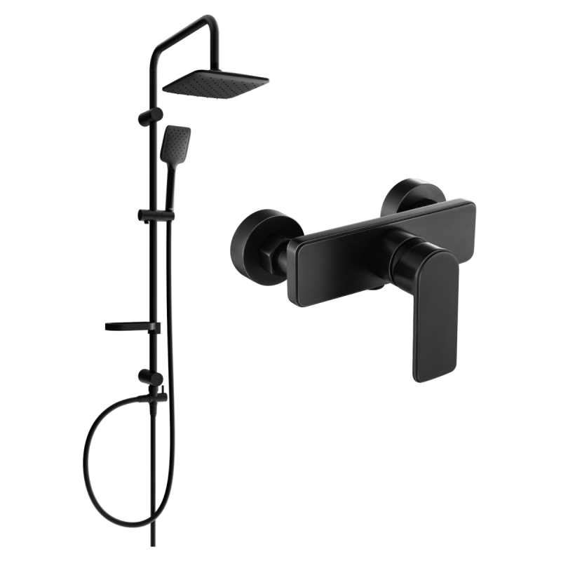 Mexen Cetus Sven Aufputz-Duschset mit Regenduschkopf und Duscharmatur, schwarz - 744340262-70