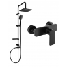 Mexen Cetus Sven Aufputz-Duschset mit Regenduschkopf und Duscharmatur, schwarz - 744340262-70