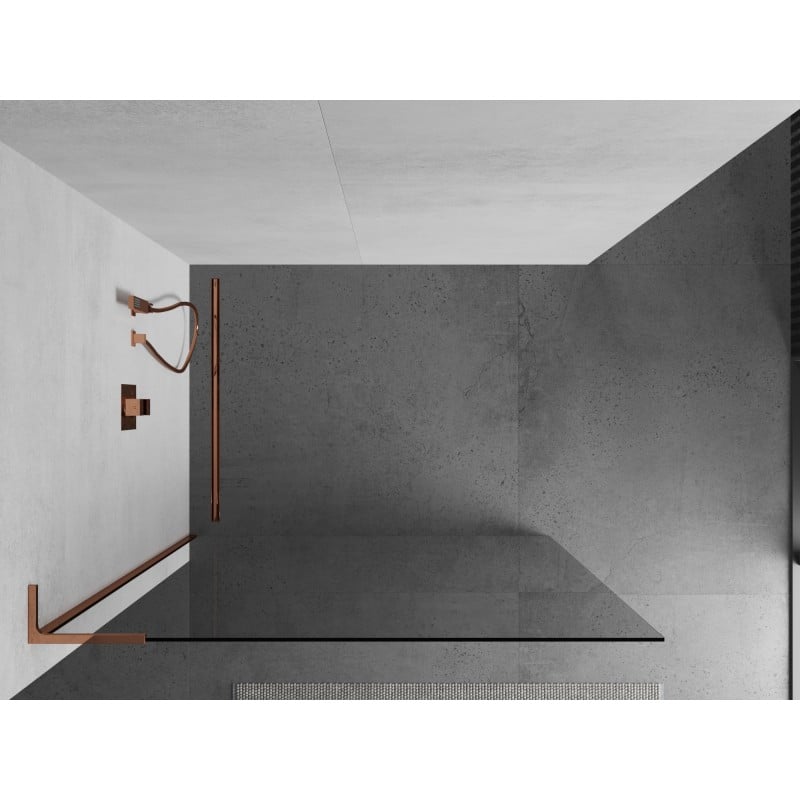 Mexen Kioto L Duschwand Walk-in 90 x 200 cm, transparent, Roségold - 800-090-103-60-00
