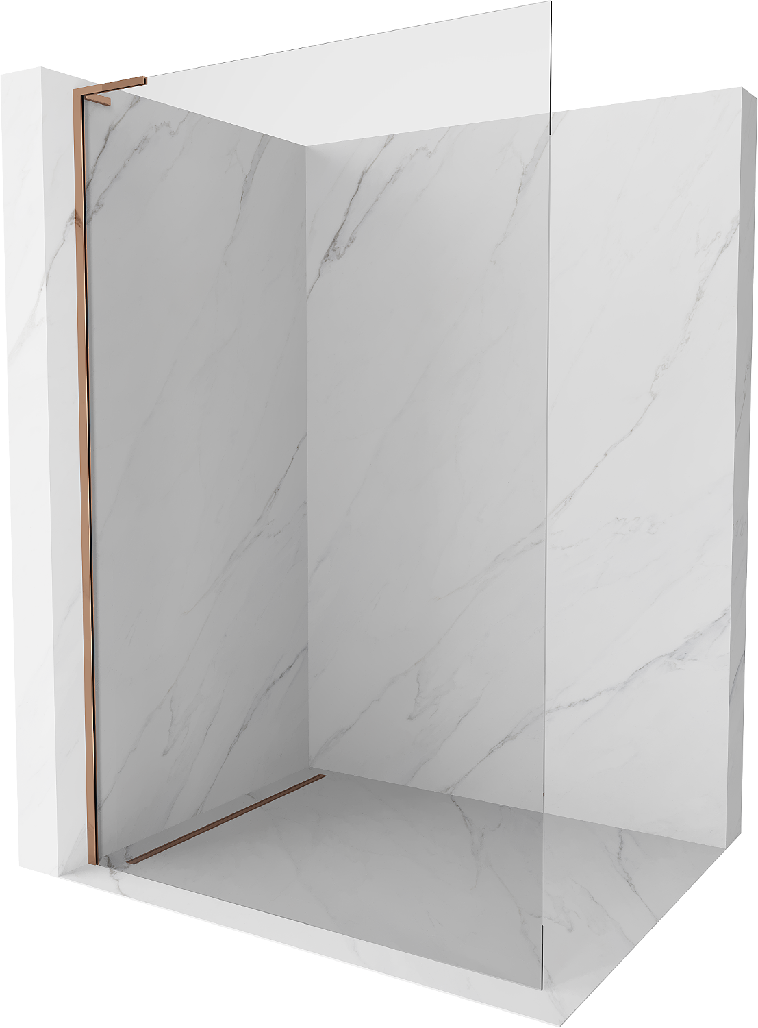 Mexen Kioto L Duschwand Walk-in 90 x 200 cm, transparent, roségold - 800-090-103-60-00