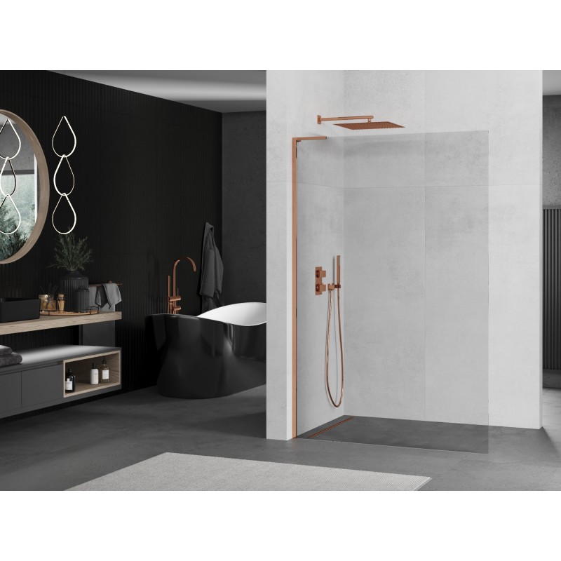 Mexen Kioto L Duschwand Walk-in 95 x 200 cm, transparent, roségold - 800-095-103-60-00