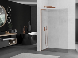 Mexen Kioto L Duschwand Walk-in 80 x 200 cm, transparent, gebürstetes Kupfer - 800-080-103-65-00