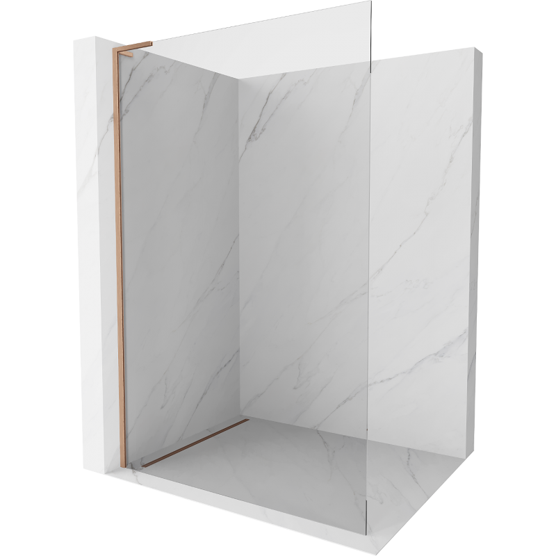 Mexen Kioto L Duschwand Walk-in 110 x 200 cm, transparent, gebürstetes Kupfer - 800-110-103-65-00