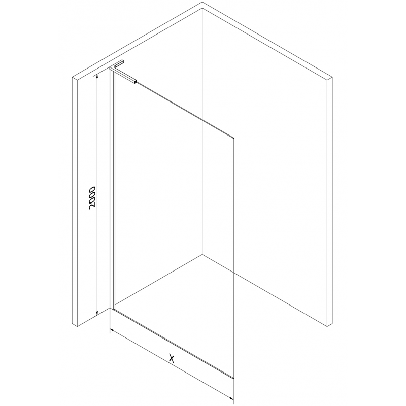 Mexen Kioto L Duschwand Walk-in 50 x 200 cm, transparent, schwarz - 800-050-103-70-00