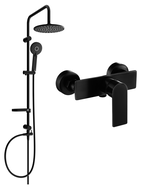 Mexen Alfa Carl Aufputz-Duschset mit Regenduschkopf und Duscharmatur, schwarz - 745740240-70