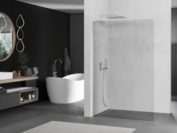 Mexen Kioto L Duschwand Walk-in 80 x 200 cm, transparent, gebürsteter Nickel - 800-080-103-97-00