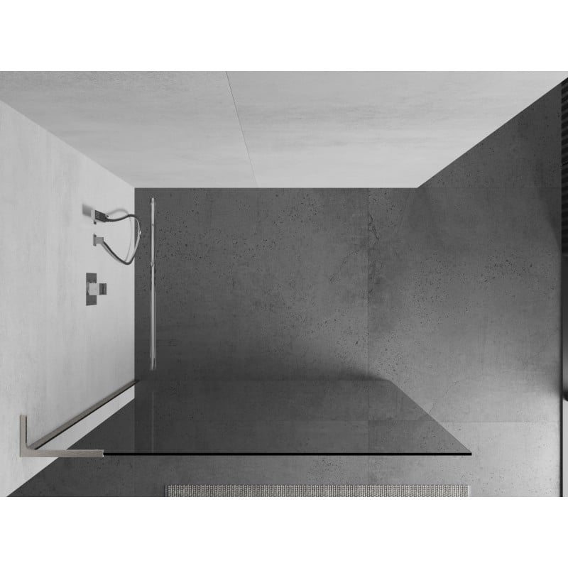 Mexen Kioto L Duschwand Walk-in 105 x 200 cm, transparent, gebürsteter Nickel - 800-105-103-97-00